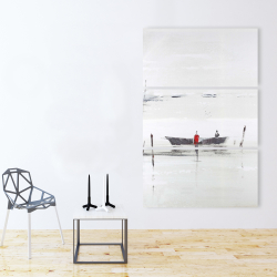 Canvas 40 x 60 - Minimalist boat on the lake