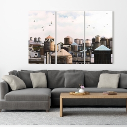 Toile 40 x 60 - Tour d'eau et oiseaux
