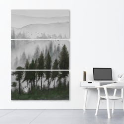 Canvas 40 x 60 - Mountains landscape in dark watercolor