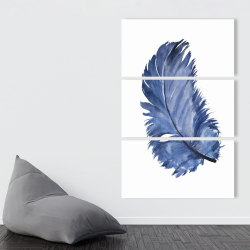 Toile 40 x 60 - Plume bleue à l'aquarelle