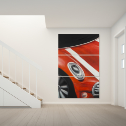 Canvas 40 x 60 - Red car with white stripes closeup