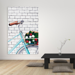 Canvas 40 x 60 - Bicycle with a bouquet of tulips