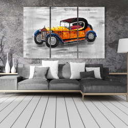 Toile 40 x 60 - Jouet de voiture vintage jaune