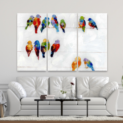Toile 40 x 60 - Oiseaux colorés sur des fils