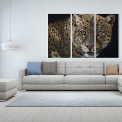 Canvas 40 x 60 - Realistic fierce leopard