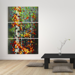Canvas 40 x 60 - Colorful dotted leaves birches