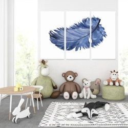 Toile 40 x 60 - Plume bleue à l'aquarelle