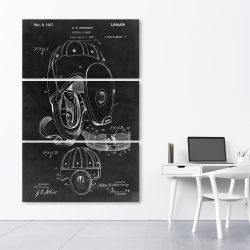 Toile 40 x 60 - Schéma noir d'un casque de football