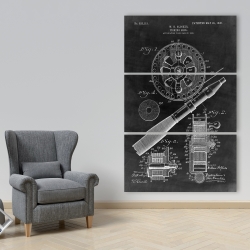 Toile 40 x 60 - Schéma noir d'un moulinet de pêche