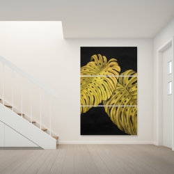 Toile 40 x 60 - Feuille monstera doré