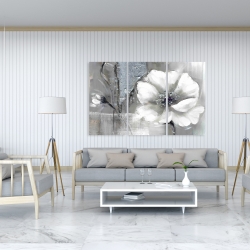 Canvas 40 x 60 - Monochrome and silver flowers