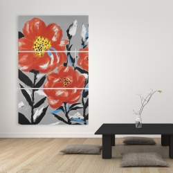 Canvas 40 x 60 - Pink flowers with blue leaves