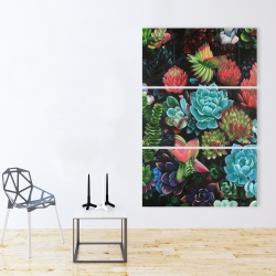 Canvas 40 x 60 - Set of colorful succulents
