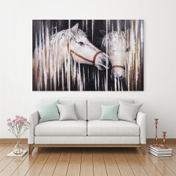 Canvas 40 x 60 - Two white horses kissing