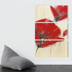Toile 40 x 60 - Trois fleurs rouges avec texture