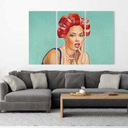 Canvas 40 x 60 - Pin up girl with curlers
