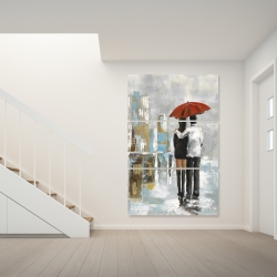 Canvas 40 x 60 - Couple walking under their umbrella
