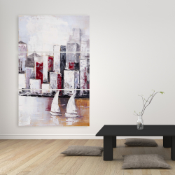 Canvas 40 x 60 - Sailboats and urban city