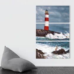 Canvas 40 x 60 - Lighthouse at the edge of the sea unleashed