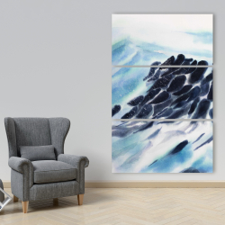 Toile 40 x 60 - Vagues de la mer avec des éclats de peinture