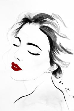 Portrait de dame sereine en noir