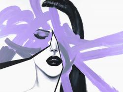 Portrait de femme mauve et abstrait