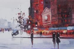 Black and red street scene