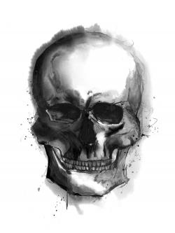 Watercolor dark skull