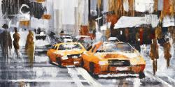 Abstract citystreet with yellow taxis