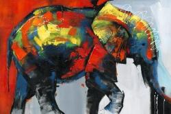 Abstract and colorful elephant in motion