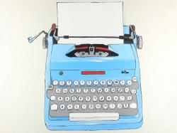 Blue typewritter machine