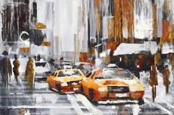Abstract citystreet with yellow taxis