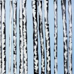 Birches on a blue background