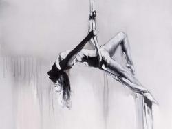 Dancer on aerial contortion