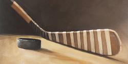 Stick and hockey puck