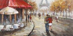 Couple walking in paris street
