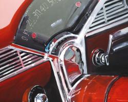 Vintage red car dashboard