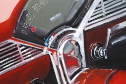 Vintage red car dashboard