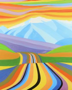 Mountain road multicolored