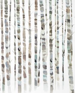 Watercolor birch tree forest
