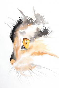 Profil d'un chat à l'aquarelle