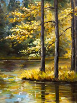 Fall landscape by the water