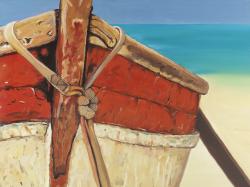 Tied up rowing boat