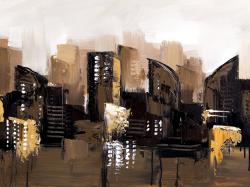 Brown abstract cityscape
