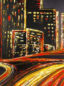 Lively city by night