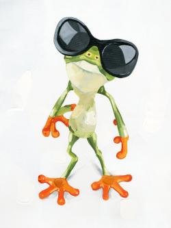 Drôle de grenouille à lunettes de soleil