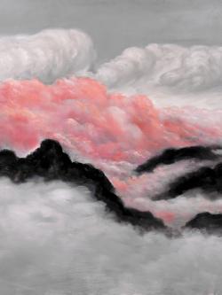 Gray and pink clouds