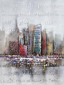 Cityscape with typography in relief