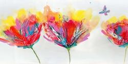 Fleurs colorées et papillon