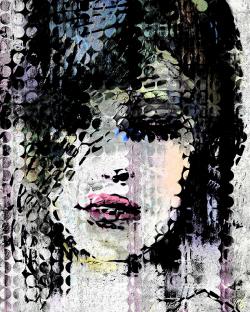 Abstract colorful woman face made from dots